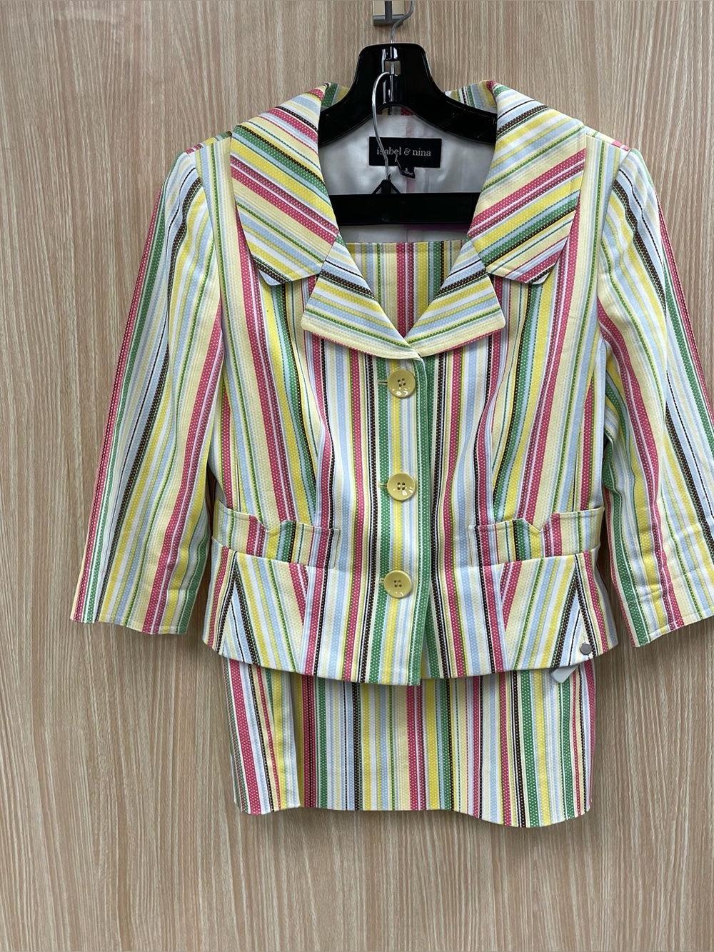 Isabel and Nina yellow pinstripe skirt suit size 2